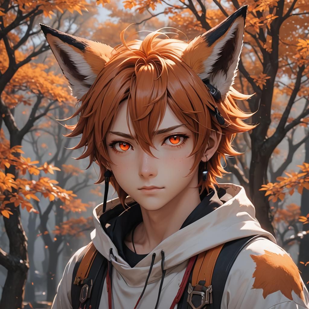 Anime Boy with Fox Features in 3D