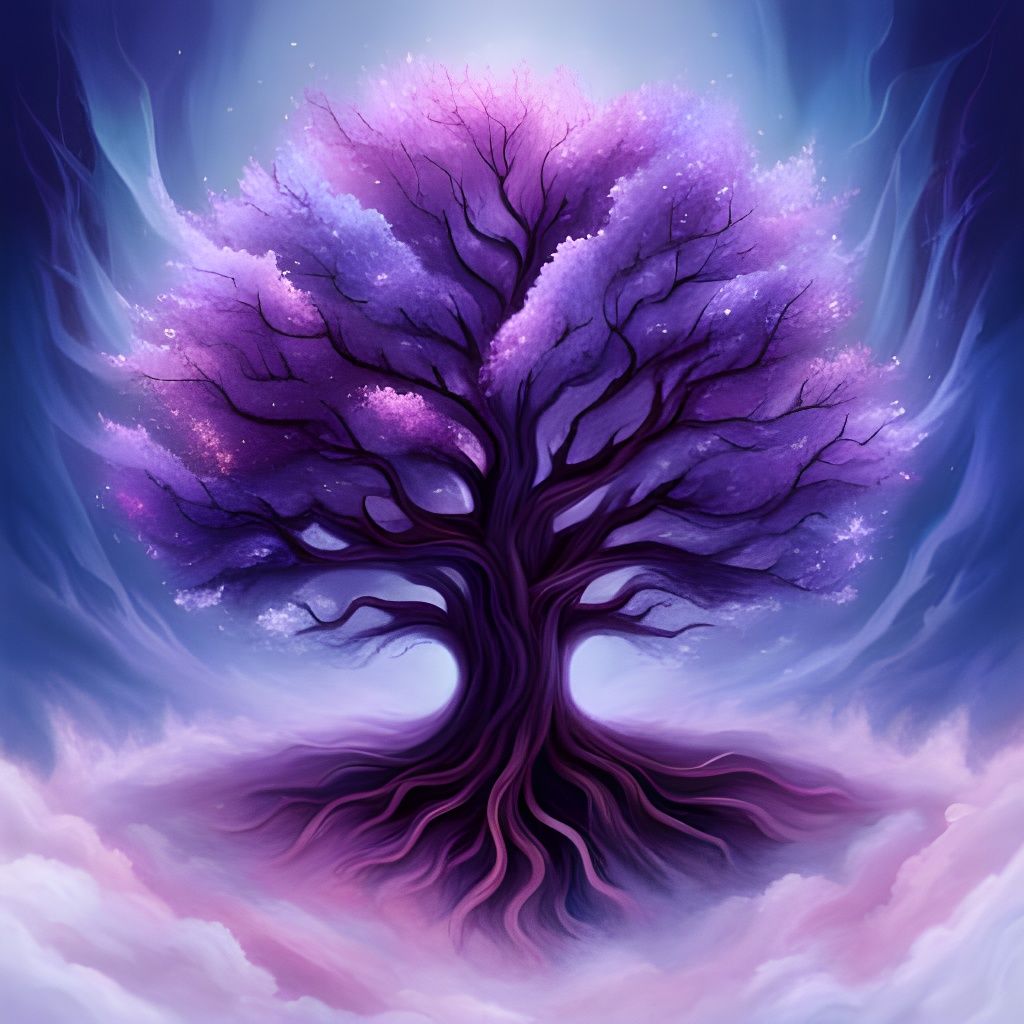 Magical Arcane Tree at Night: Detailed Art