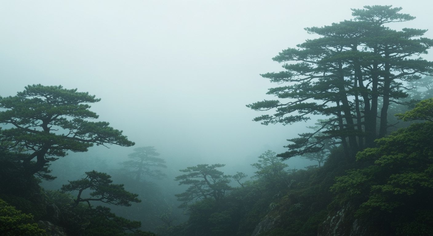 Misty Japanese Forest Landscape in Fantasy Art Style