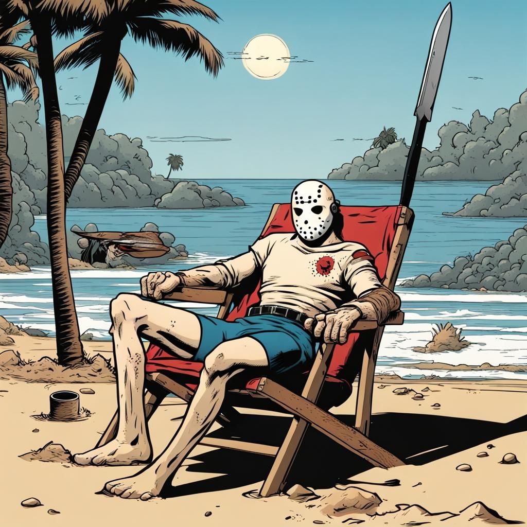 Jason Voorhees Vacations at the Beach: Comic Book Style