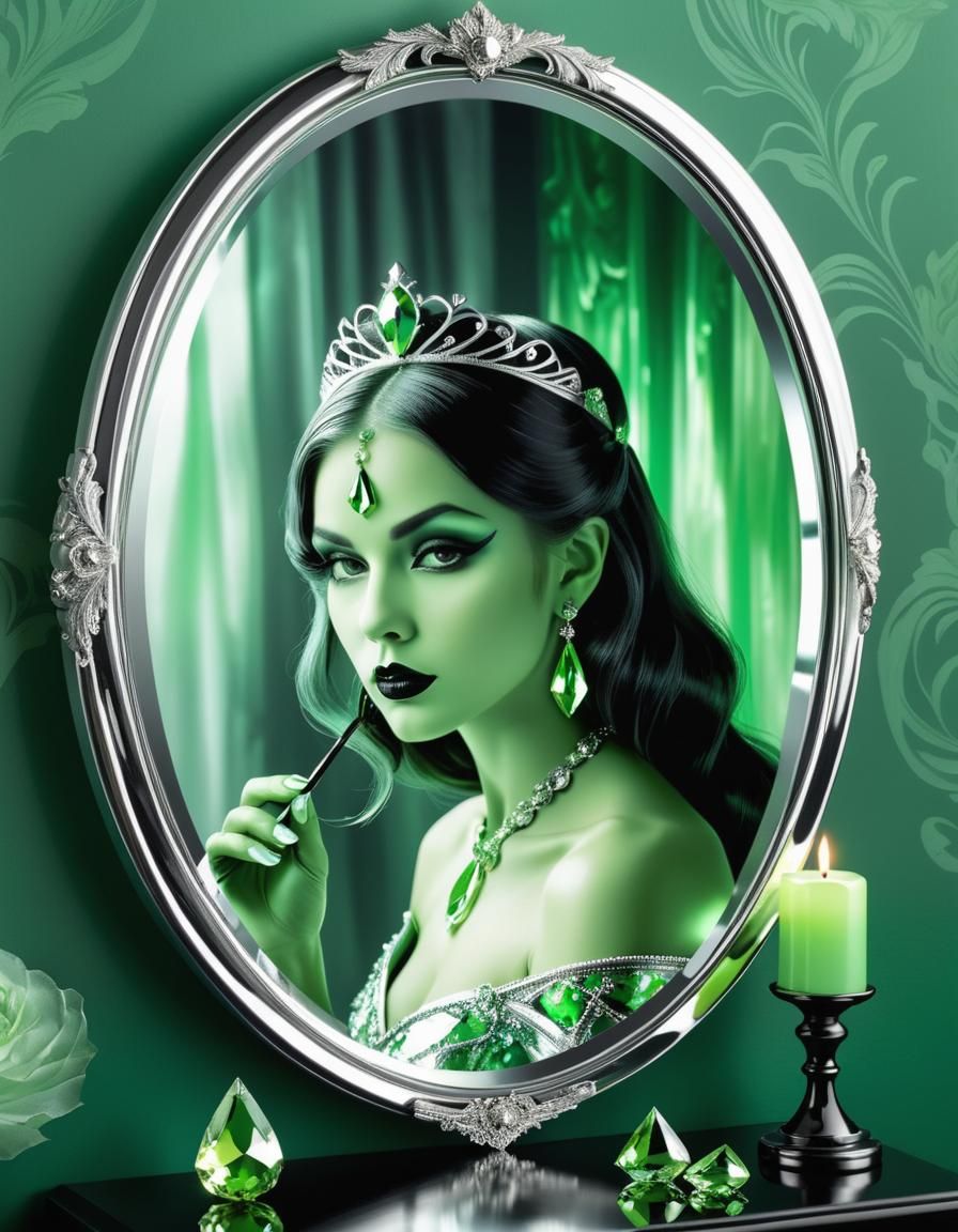 Haunted Princess in Impressionist Duotone with Mirror