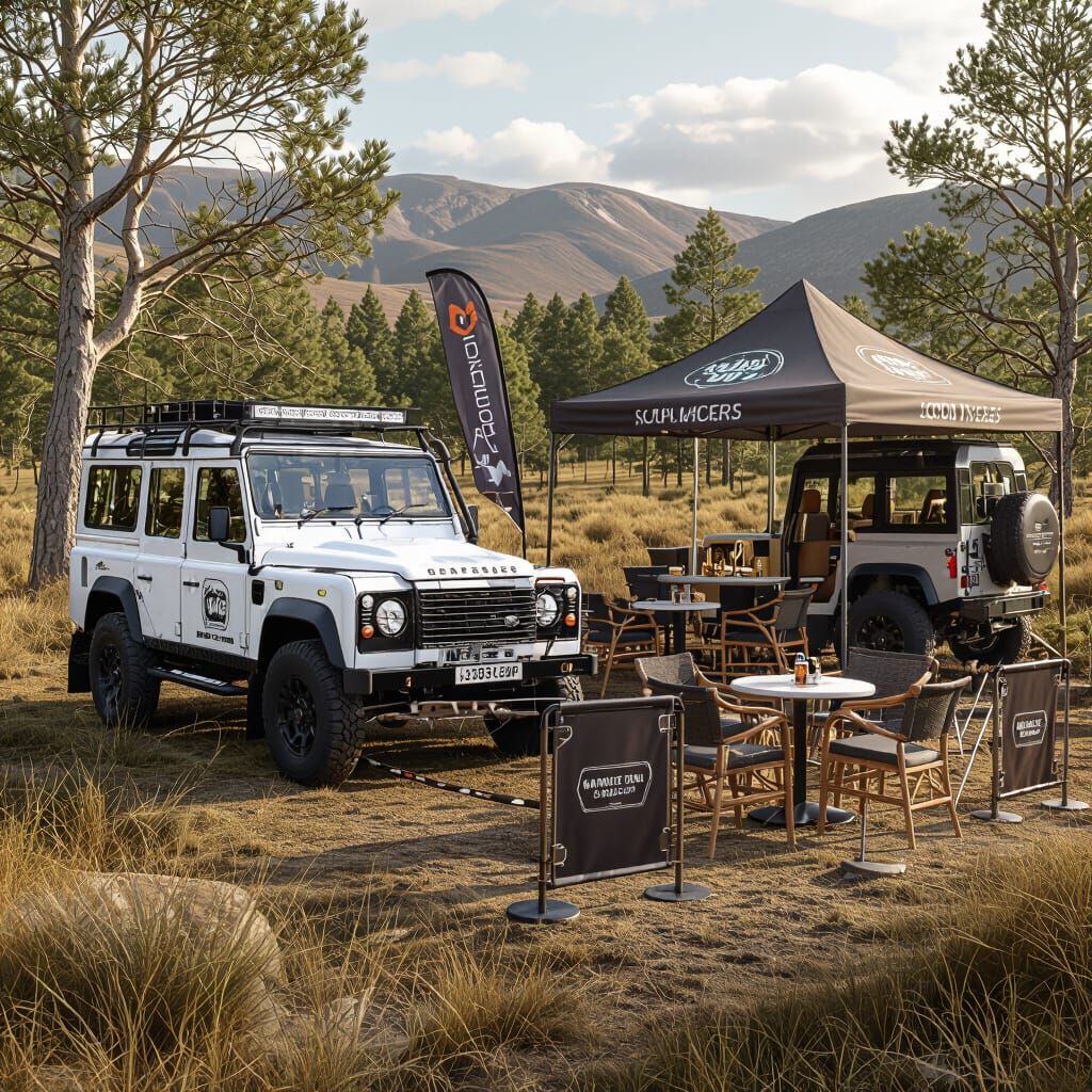 Landrover Defender in Rural Landscape, Photorealistic