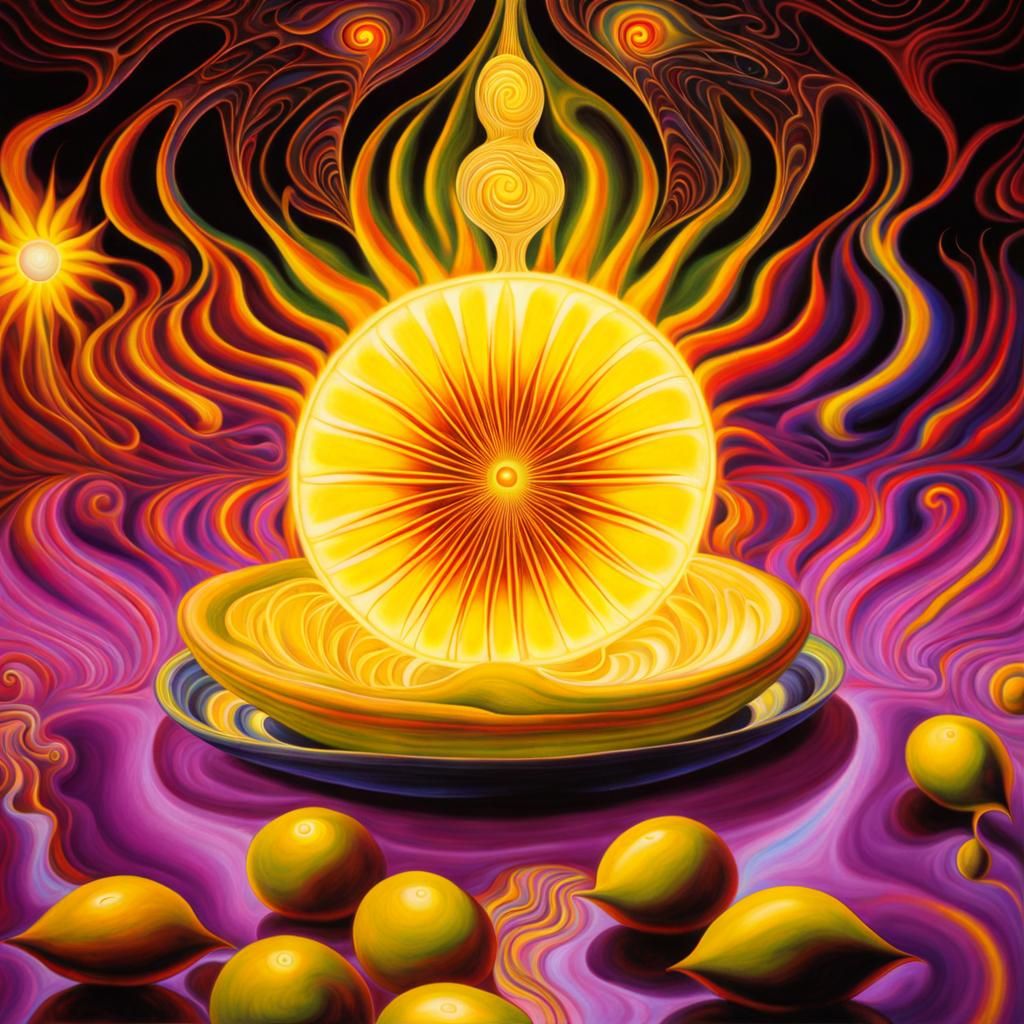 Psychedelic Lemon Swirl in Visionary Art Style