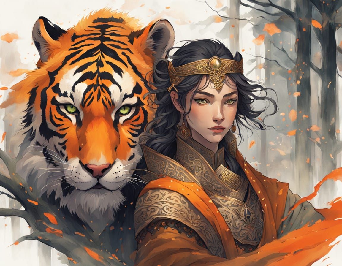 Regal Warrior Connects with Majestic Tiger in Celtic-Inspire...