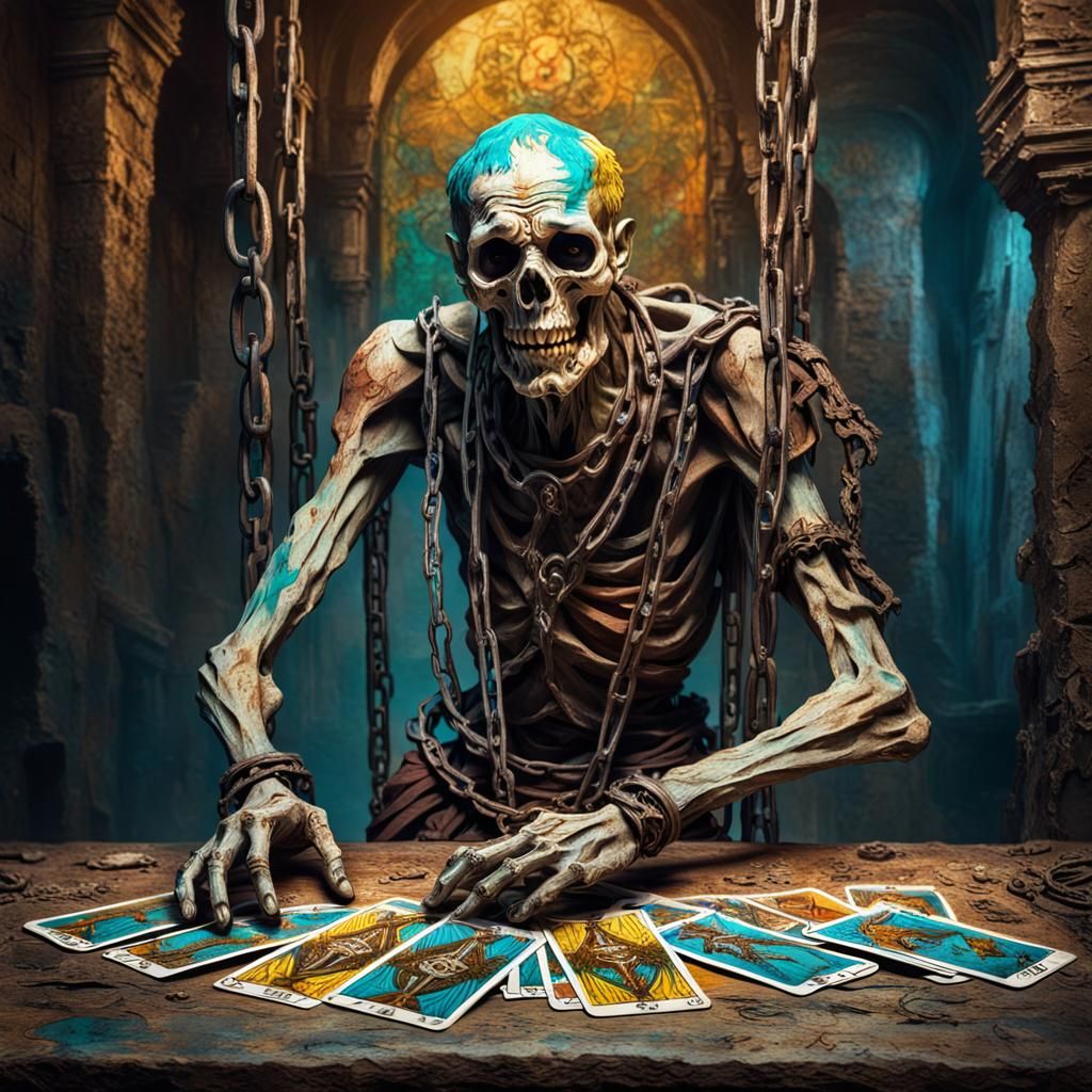 Tarot Card Depicting Chained Hunchback God