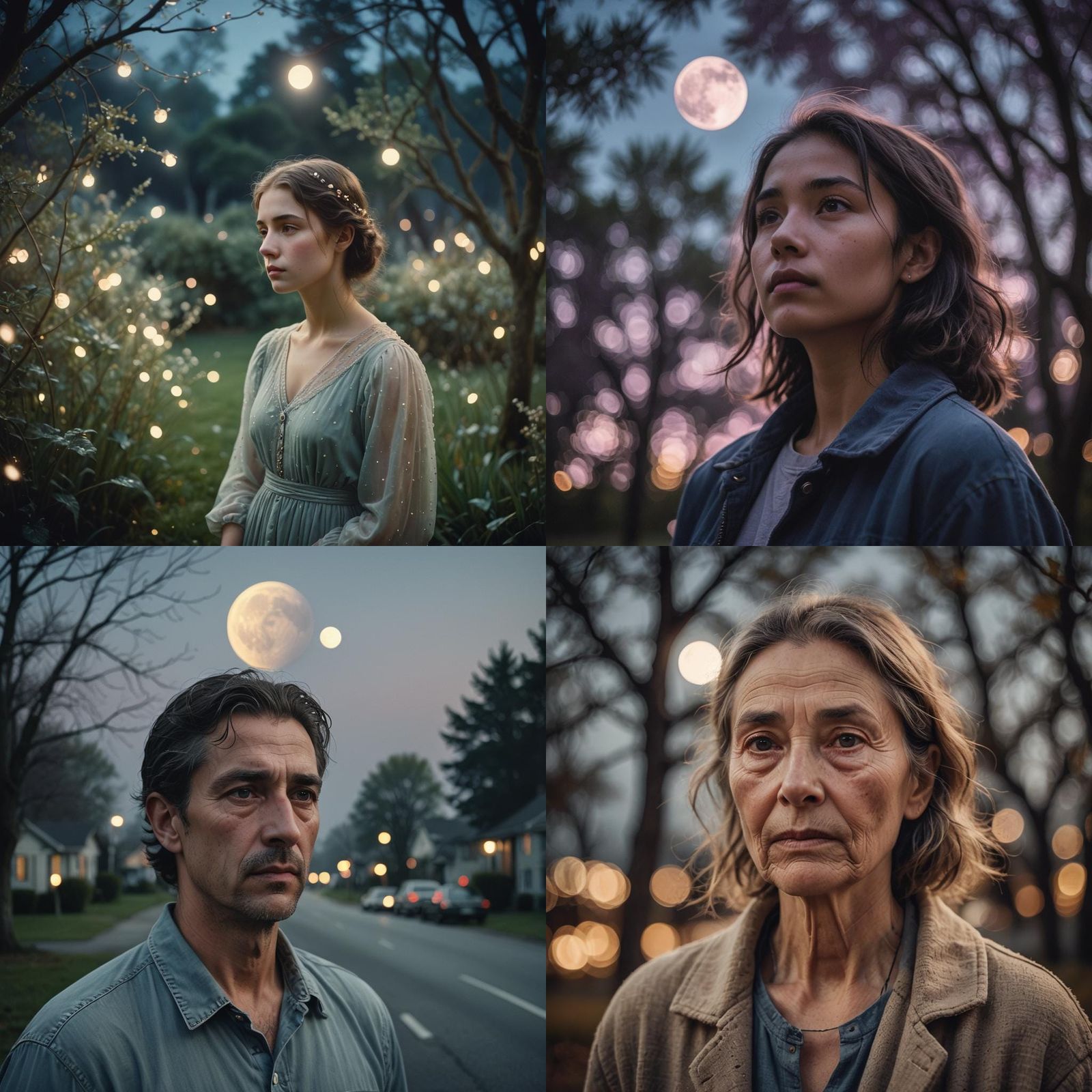 Abstract Full Moon Dreamscape of Tangled Thoughts