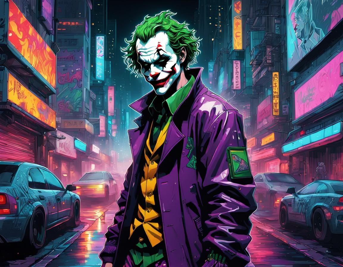Anime Hip-Hop Joker in Cyberpunk Gotham