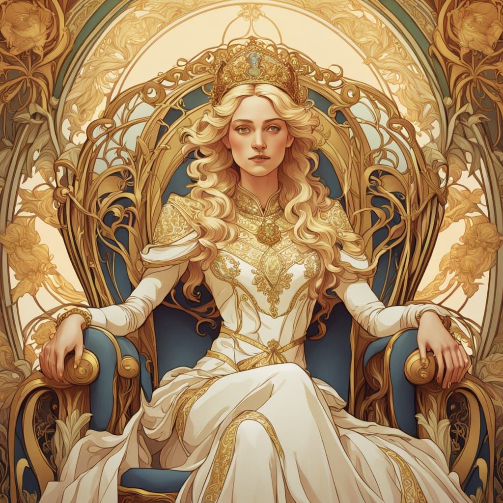 Art Nouveau Portrait of a Blond Queen