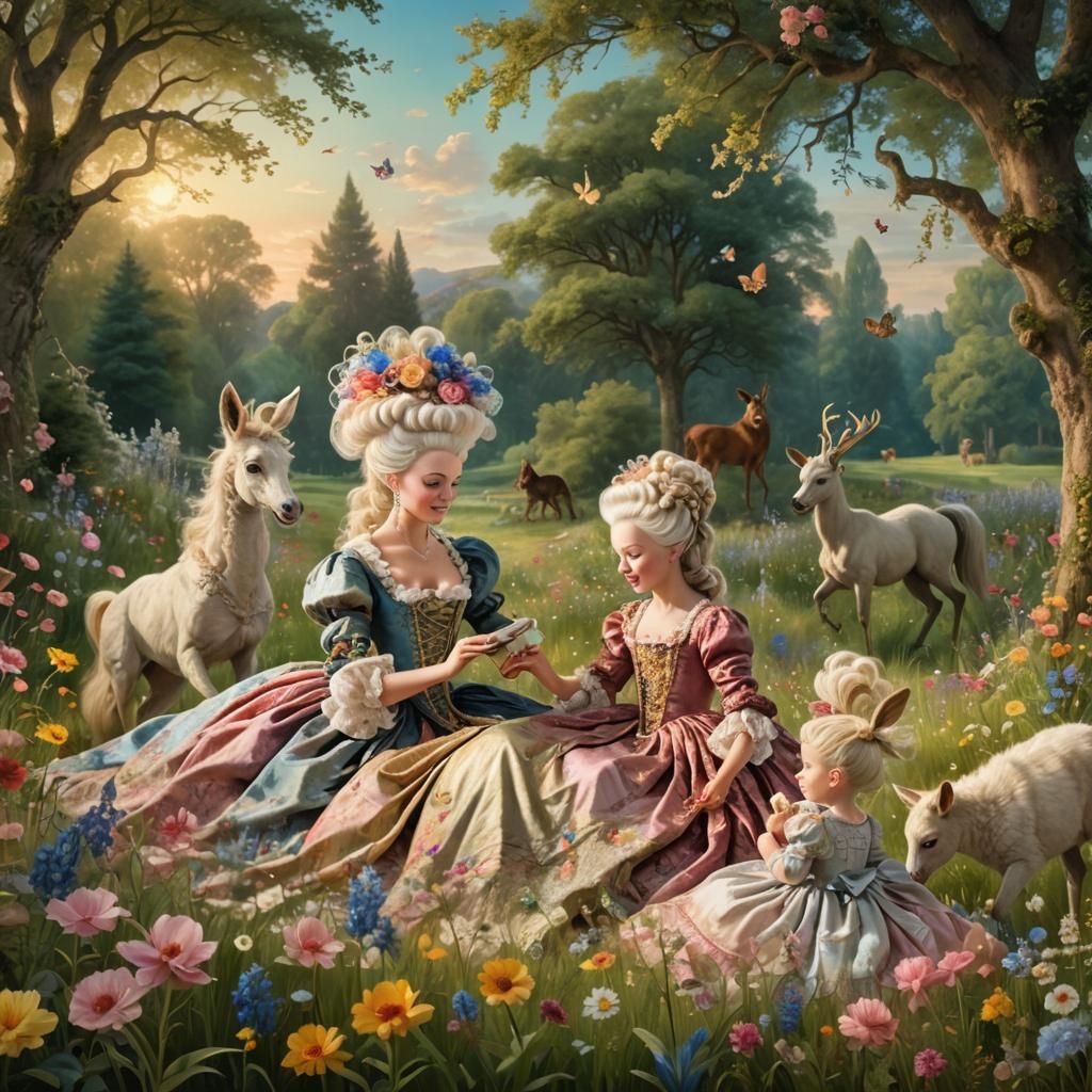 Marie Antoinette in Rococo Meadow Scene