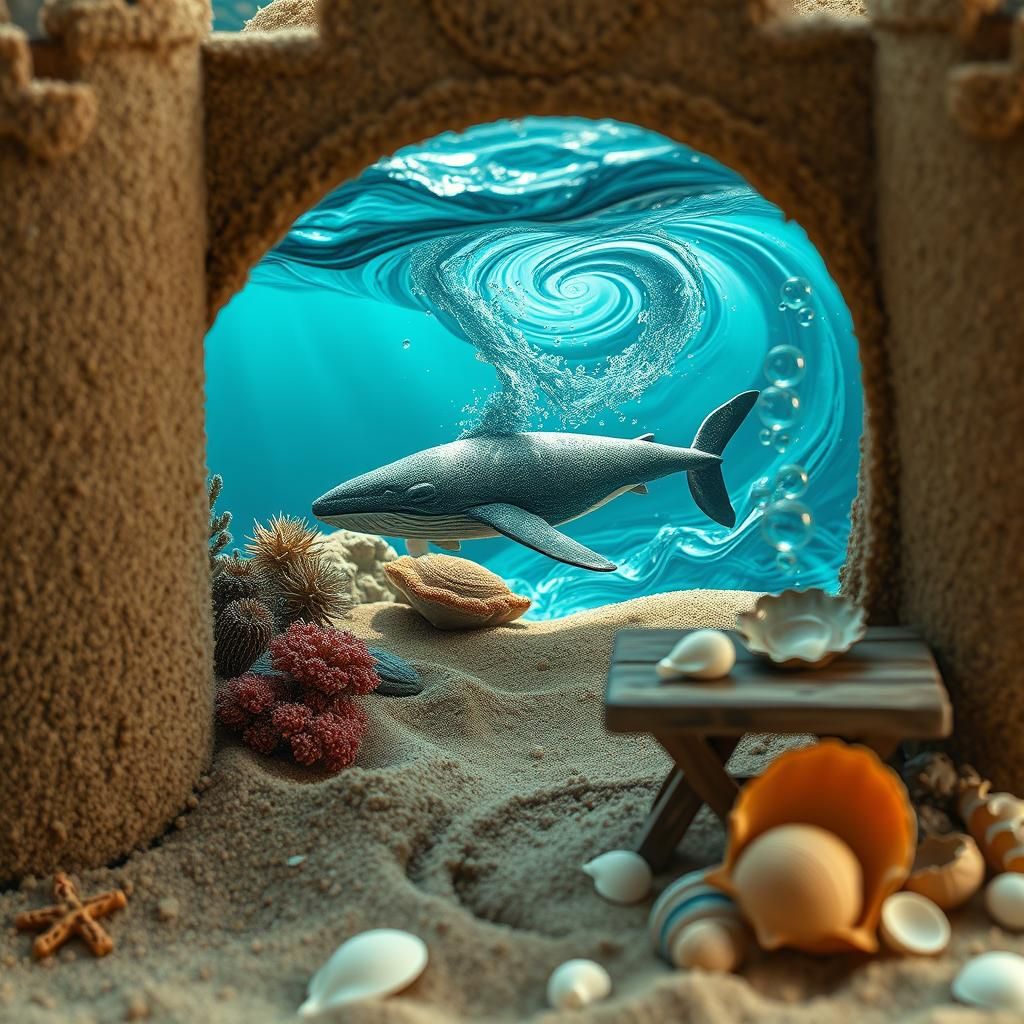 Underwater Kingdom Hidden Within Sandcastle: Fantasy Art