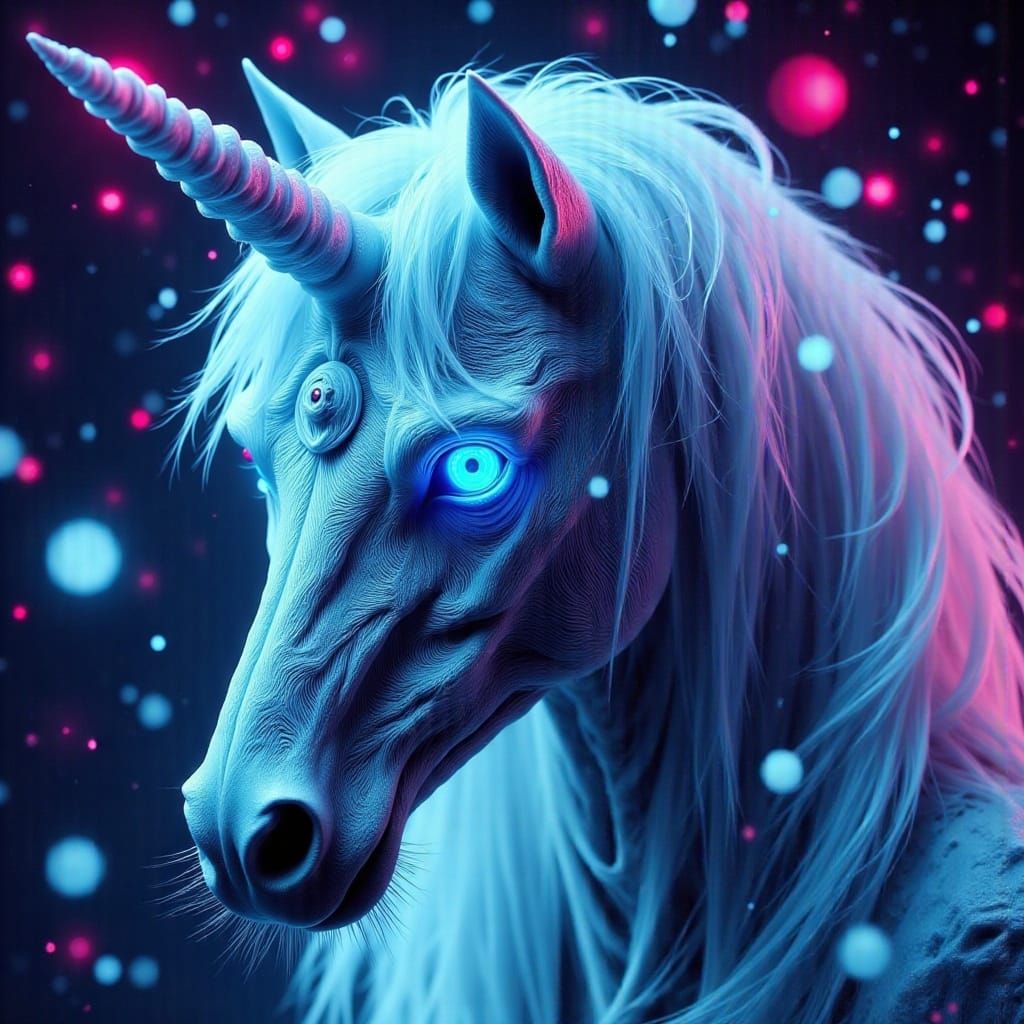 Unicorn White Walker in Glitchcore Style