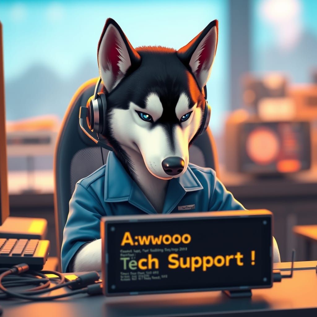 Futuristic Husky Customer Support Agent