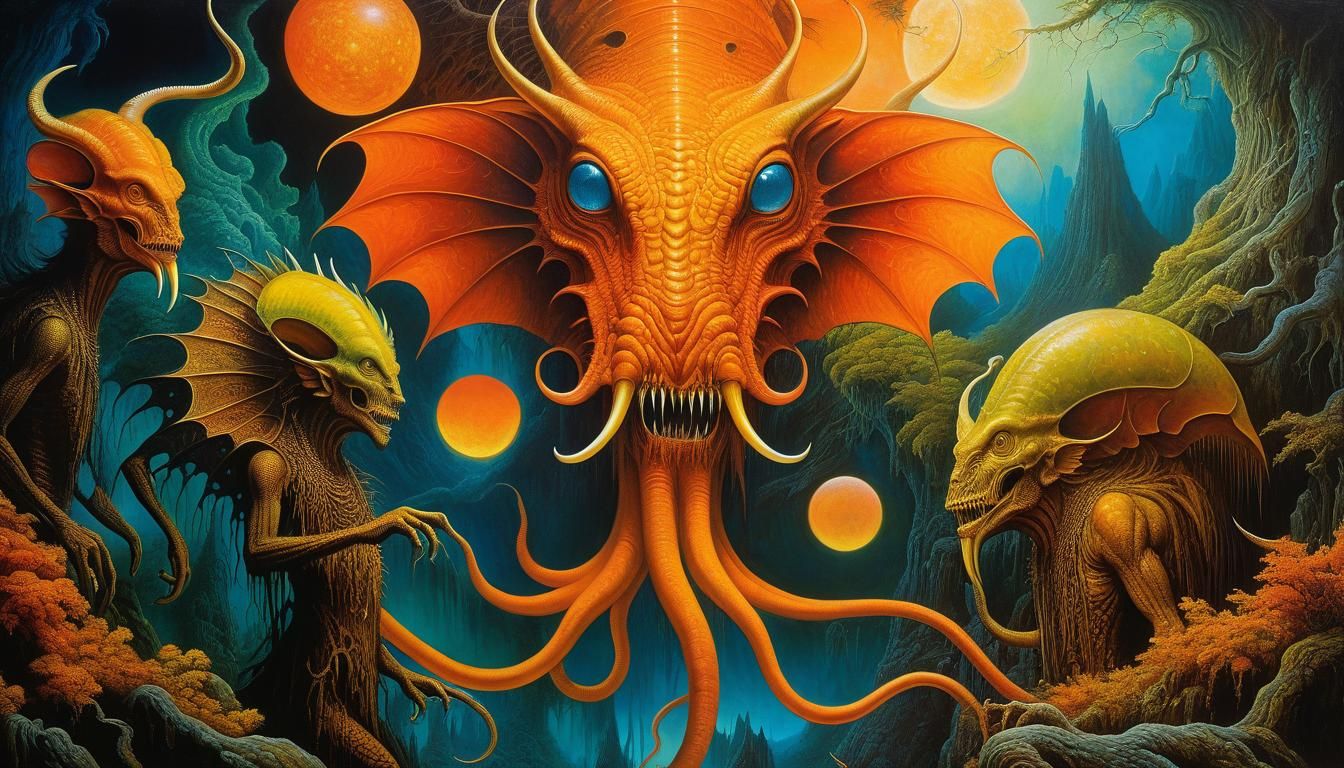 Ayahuasca Jabberwocky: Surreal Fantasy Painting