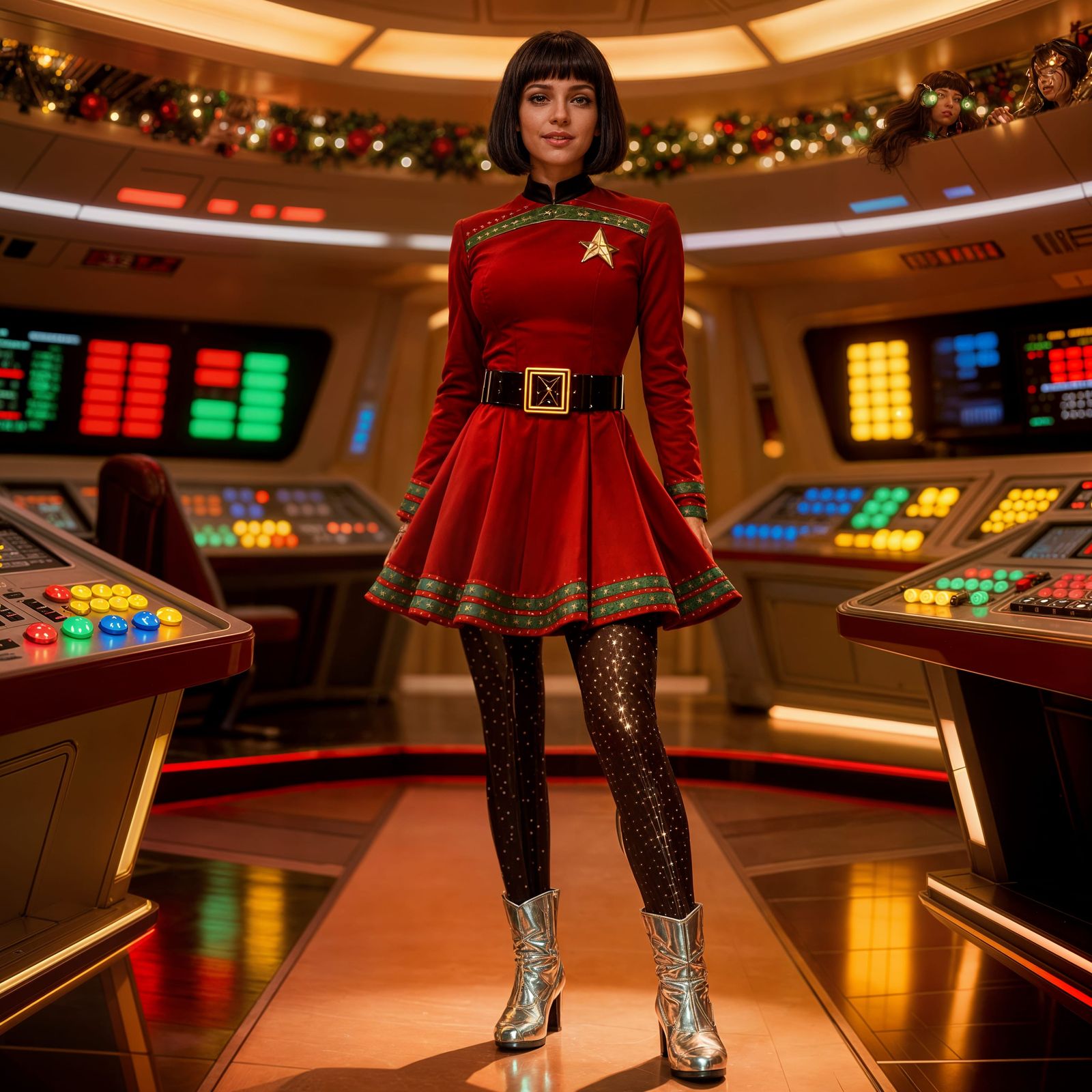 Loxy Isadora Bliss on Starfleet Bridge for Holidays