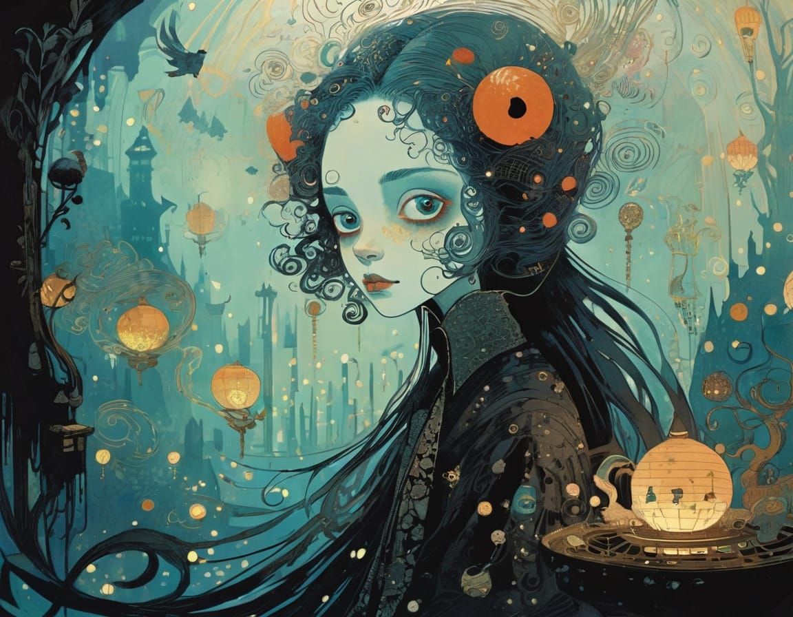 Dark Fantasy Character in Burtonesque Style