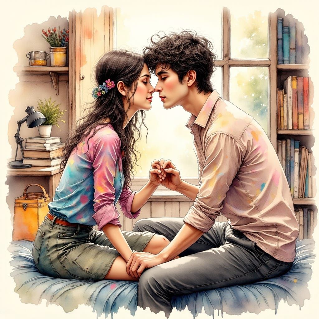 Nervous Youth Shares First Kiss with Confident Love Interest...