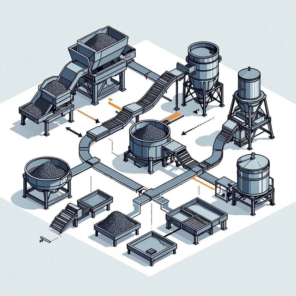 Isometric Diagram of Mineral Processing Equipment Flow