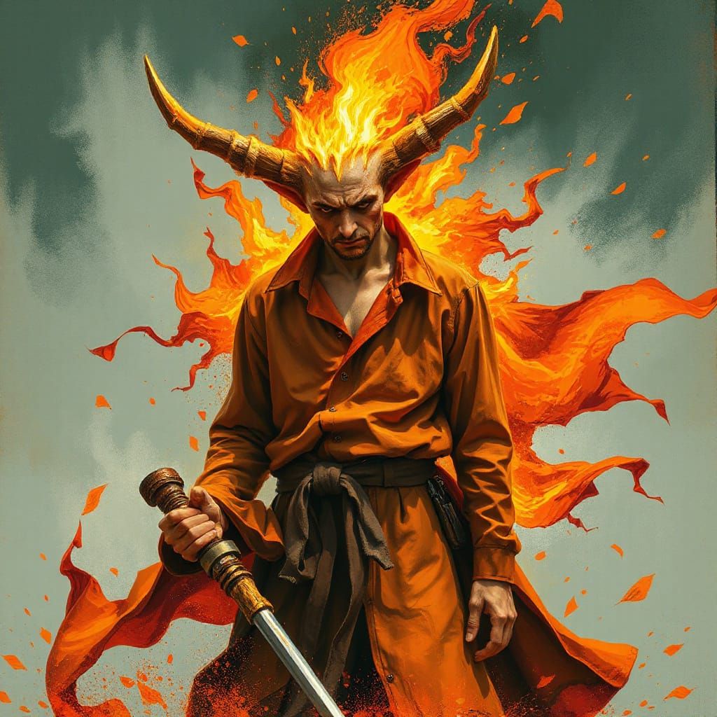 Fiery Personality in Explosive Digital Art