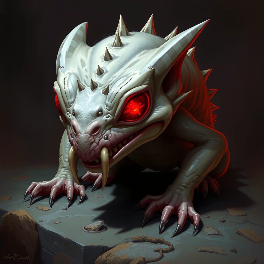 Stylized Chupacabra Illustration in Retro-Futuristic Style