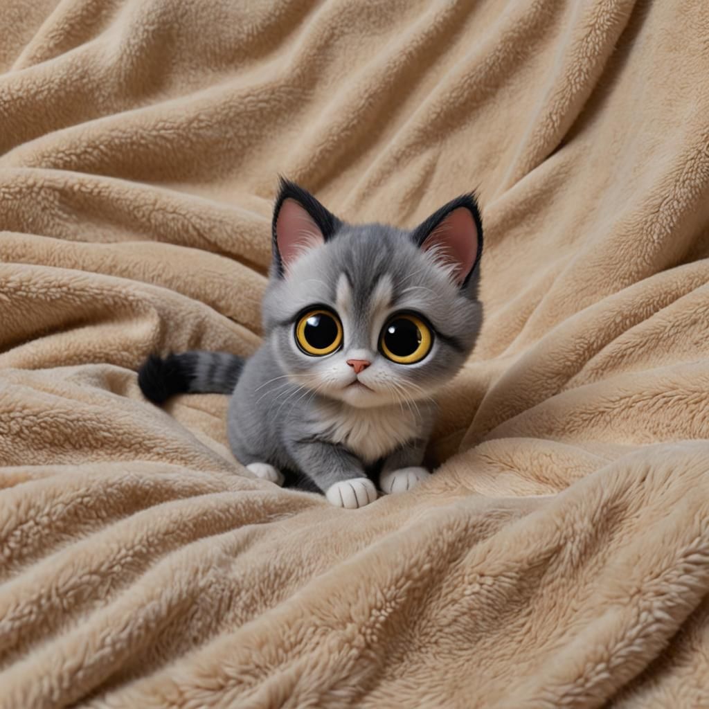 Disney Pixar Style: Adorable Big Eyed Cat