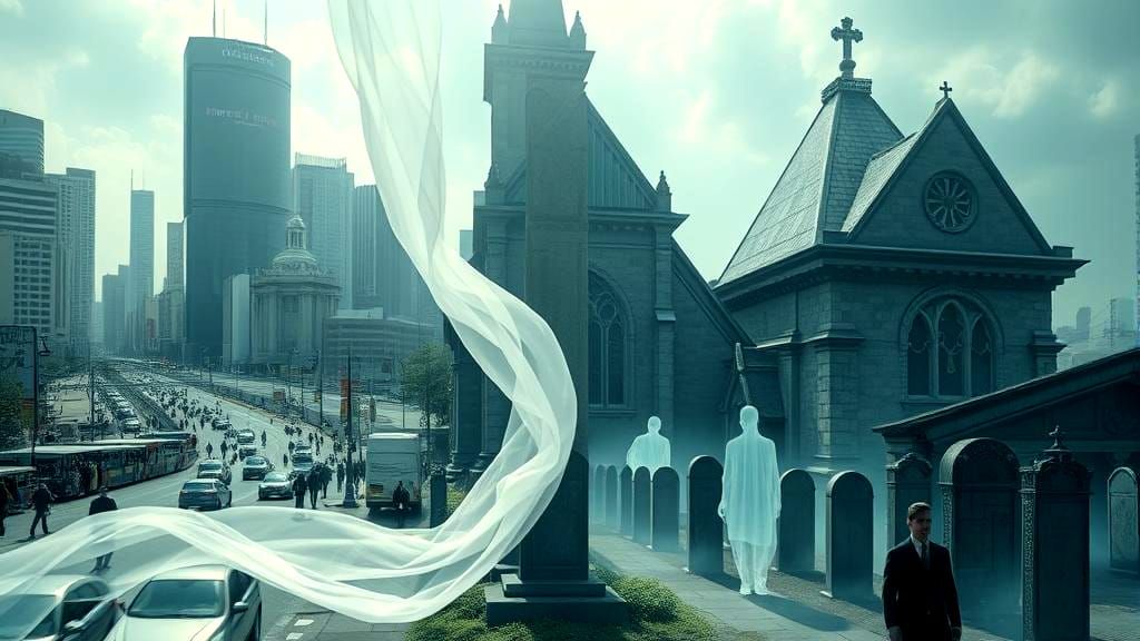 Surreal Veil Between City and Afterlife