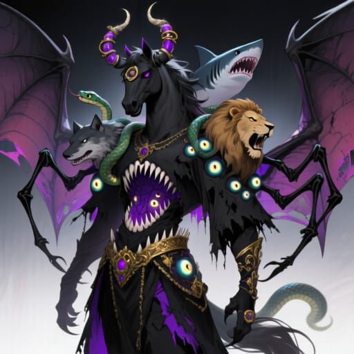 Dark Fantasy Lord of Nightmares with Animal Heads