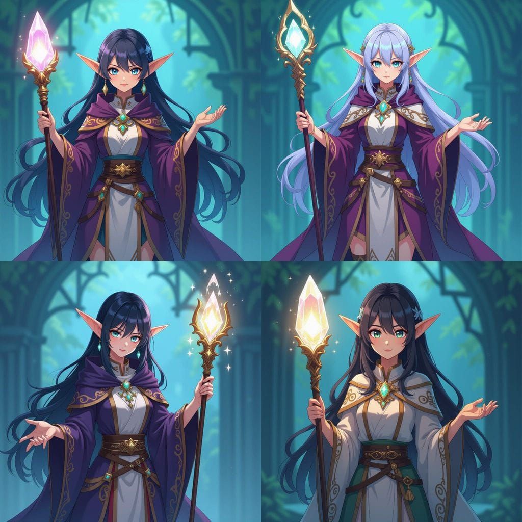 Elf Mage Heroine in Shounen Anime Style