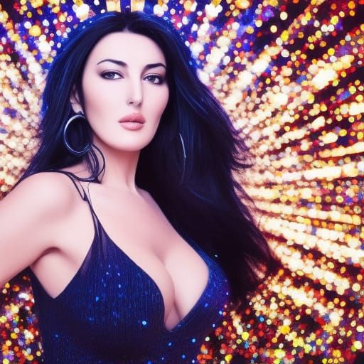 Glamorous Model at Disco in 3D Digital Art