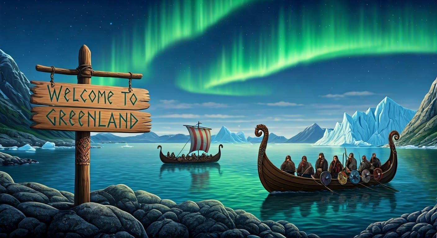 Viking Longboats Approach Emerald Greenland in Ivan Aivazovs...