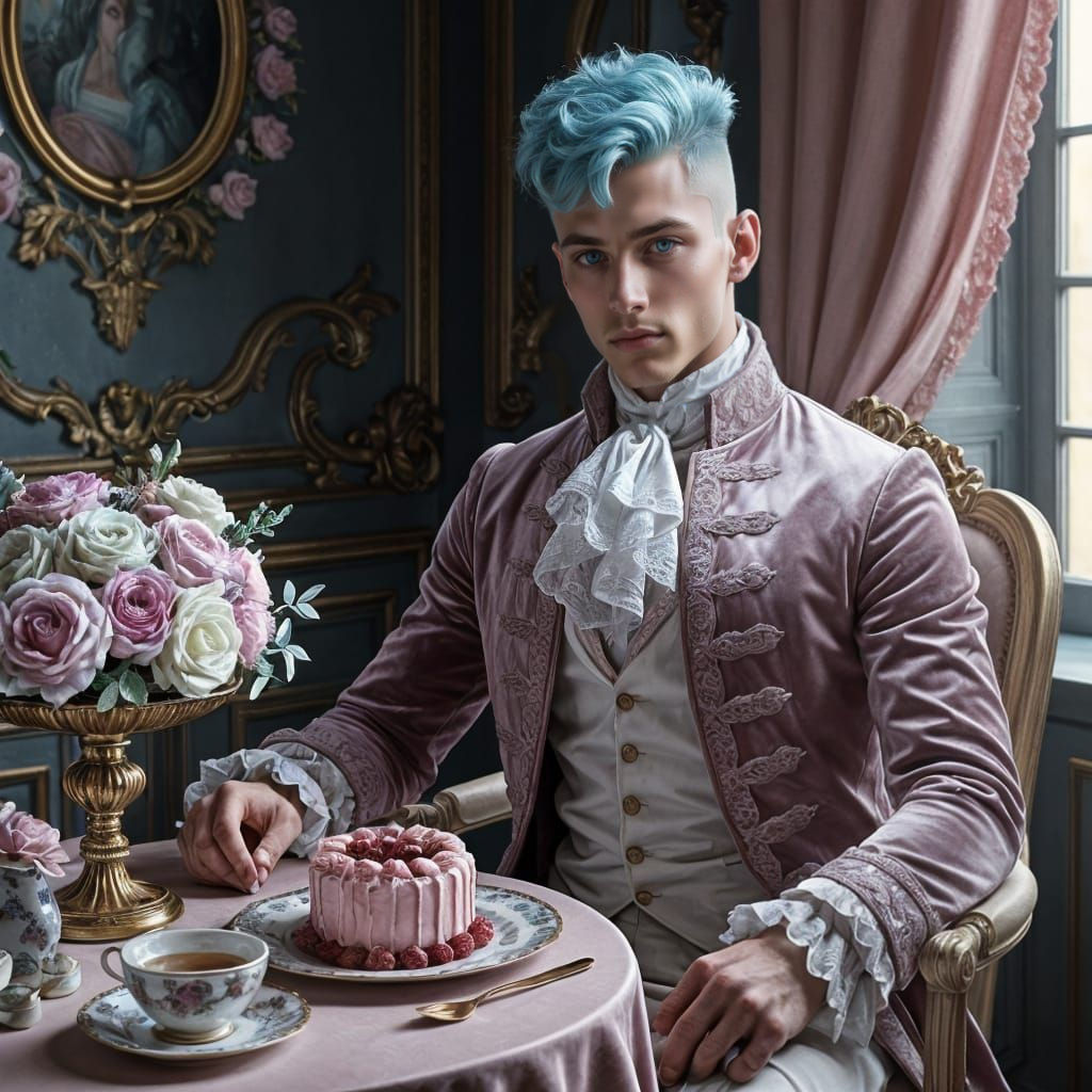 Elegant Aristocrat in Pastel Velvet