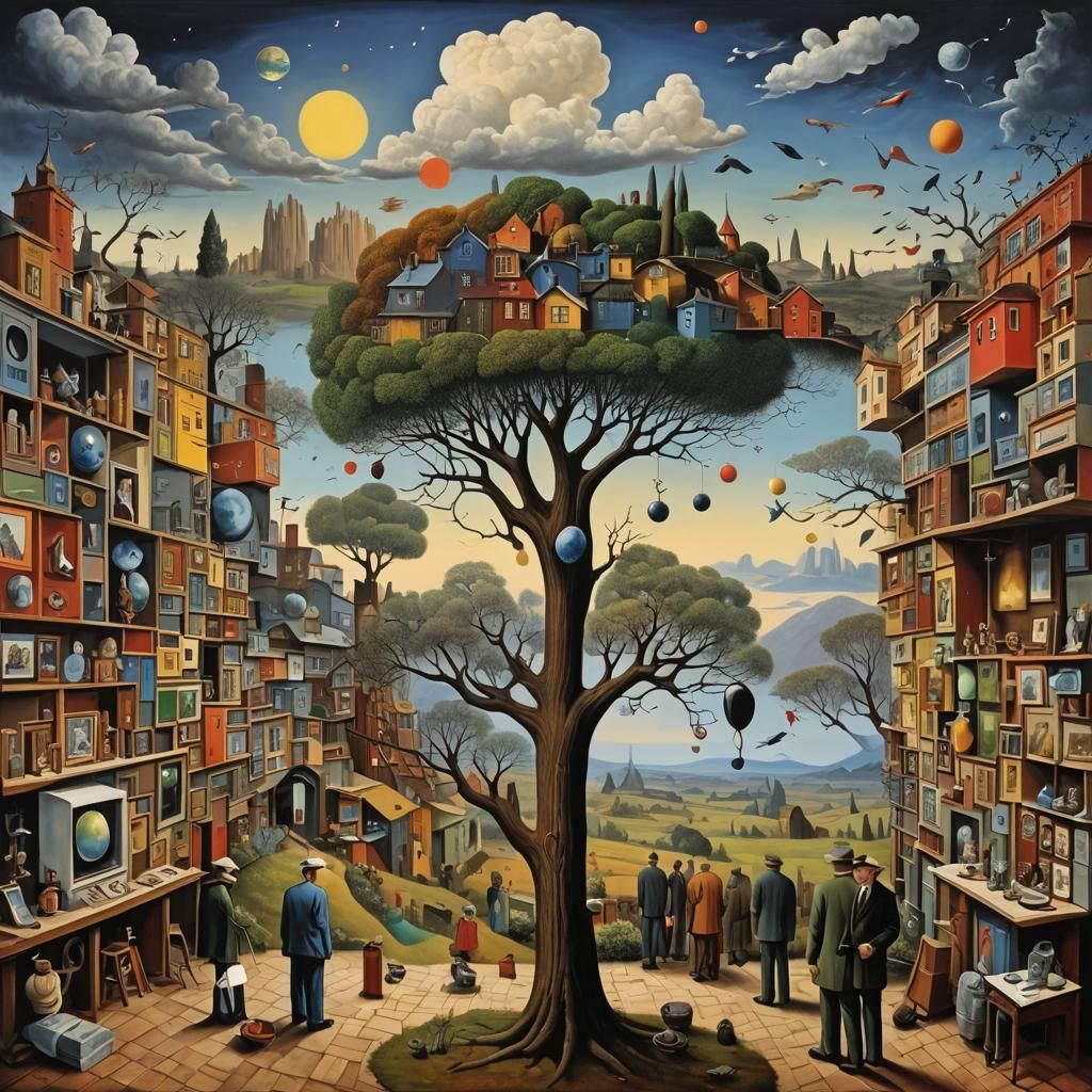 Surreal Maximalist Viewpoint Inspired by Masters