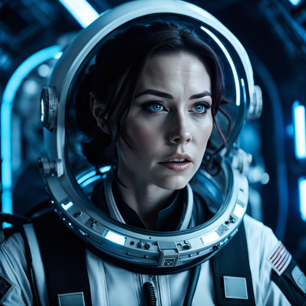 Gritty Sci-Fi Medic in Spaceship Close-Up