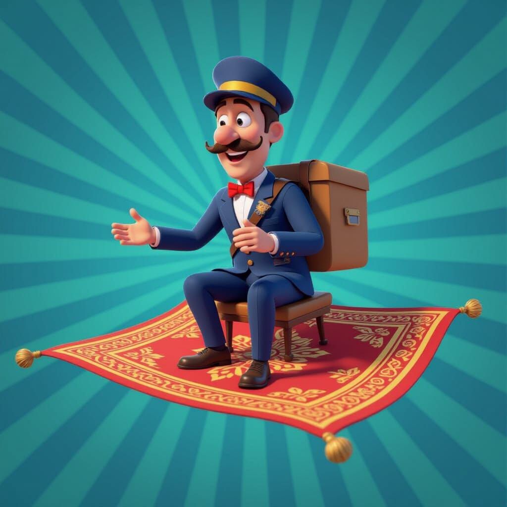Mailman Rides Magic Carpet in Pixar Style