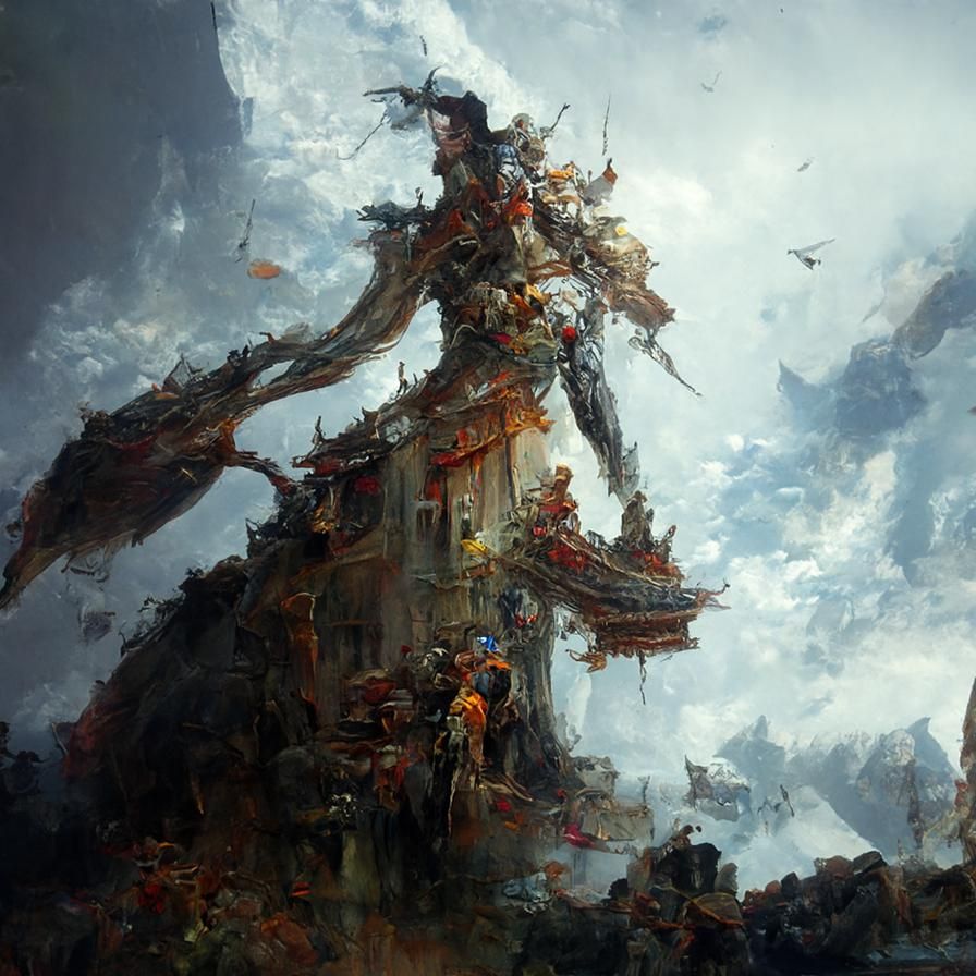 Detailed Fantasy Painting in Romanticism Style
