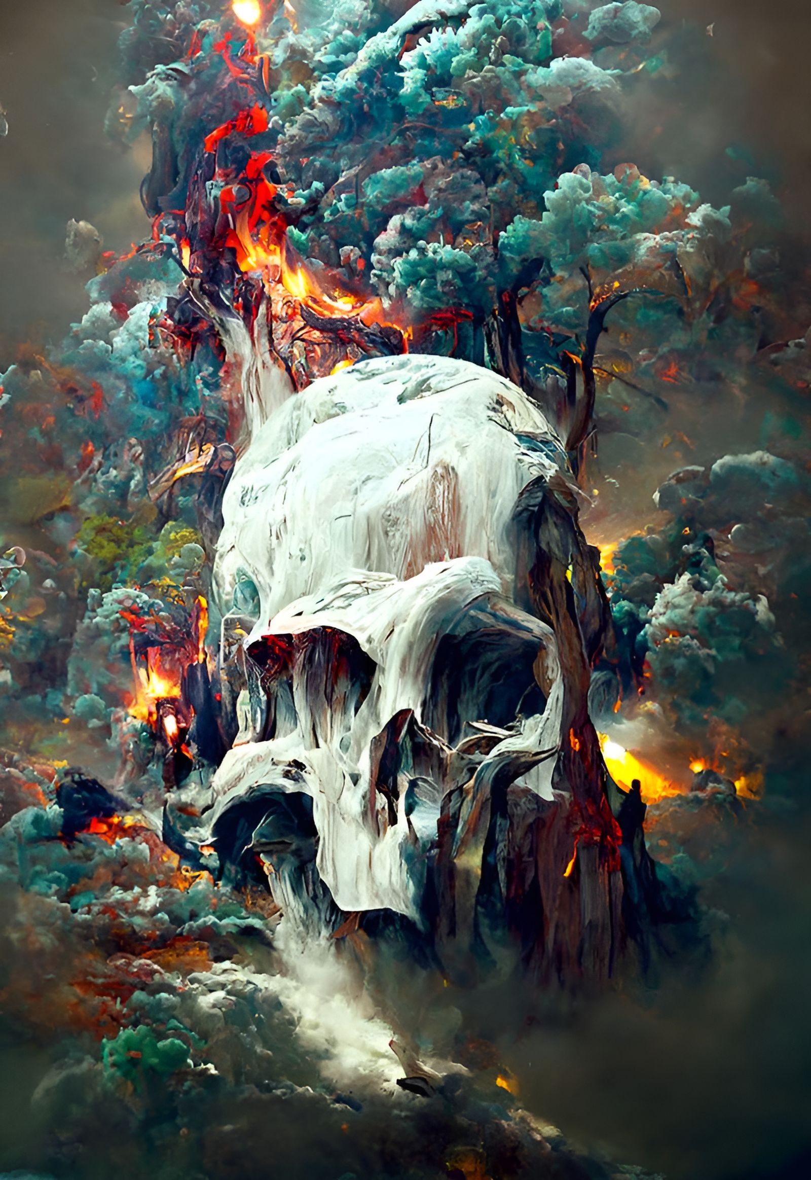 Inferno in Mountain Forest: Hyperrealistic Landscape