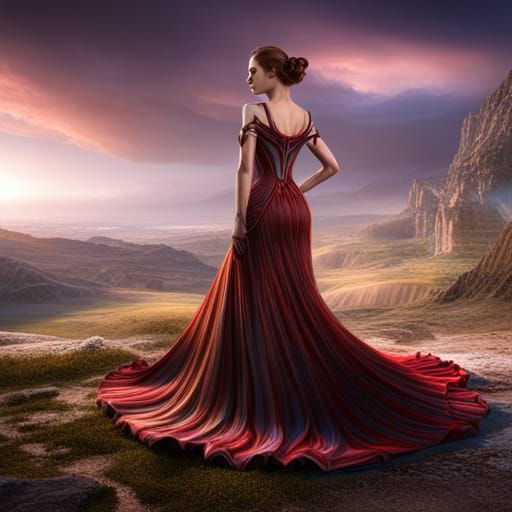 Elegant Woman in Detailed Matte Painting