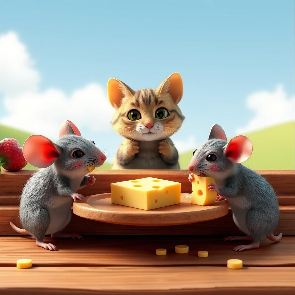 3D Mice Feast on Cheese, Cat Watches