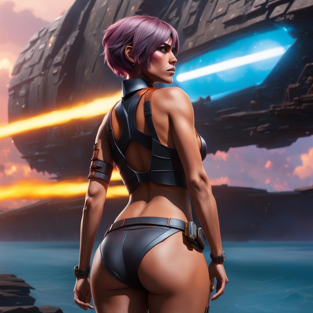 Curvy Woman in Torn Clothing With Dramatic Lighting