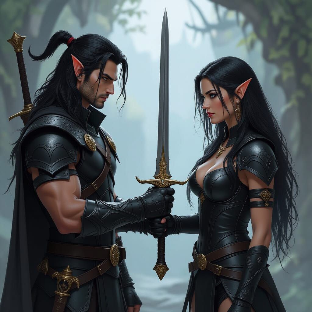 Tiefling Ranger Returns Sword to Warrior