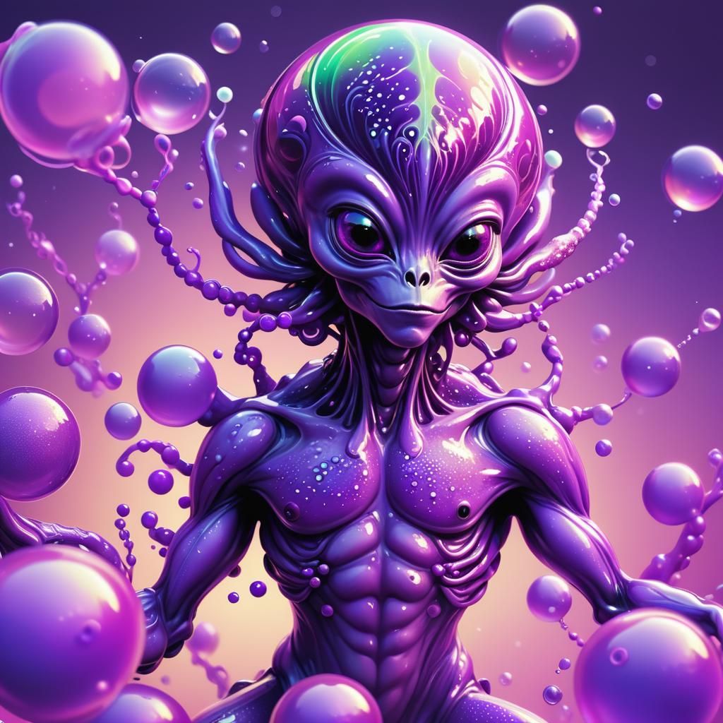 Purple Alien Creature in Candyland-Inspired Digital Art