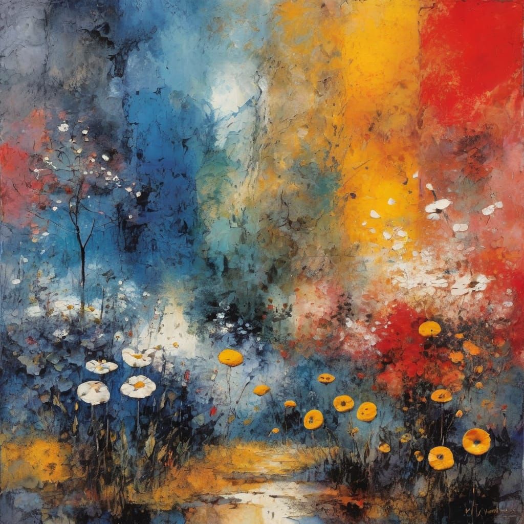 Expressionist Painting with Impasto and Encaustic Textures