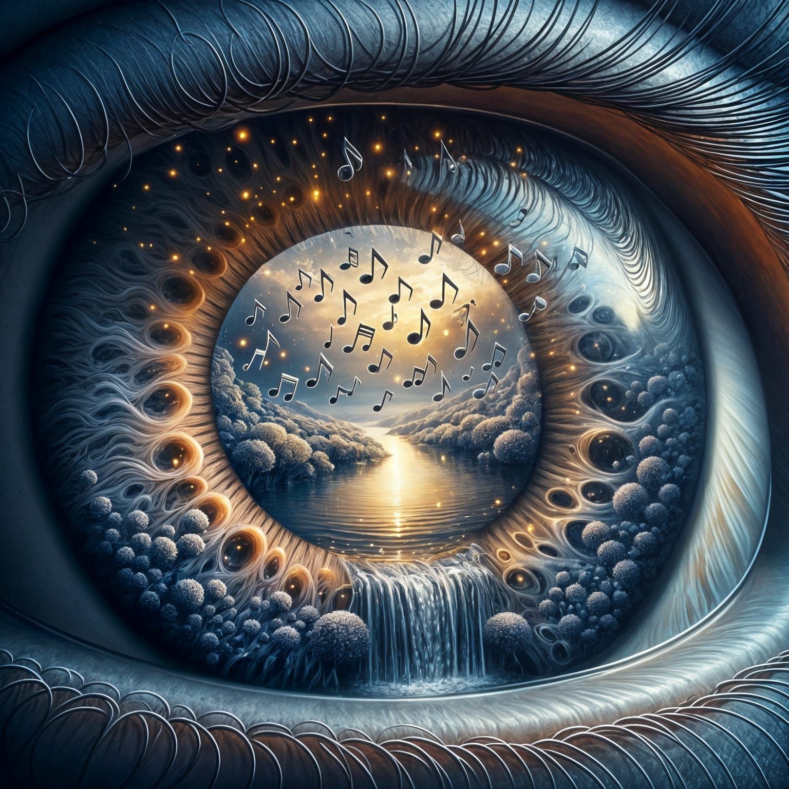 Surreal Eye Reflects Harmonious Musical Landscape