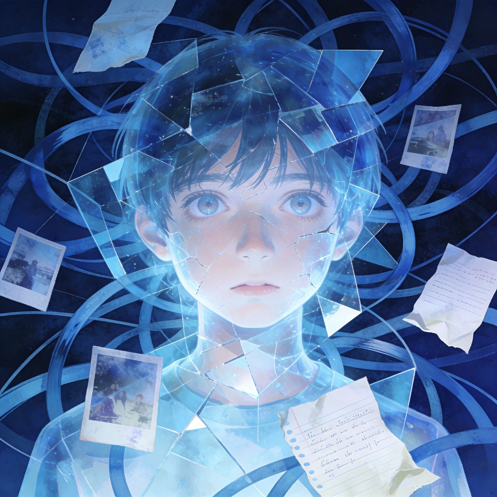 Teen Anxiety Depicted in Surreal Azure Art