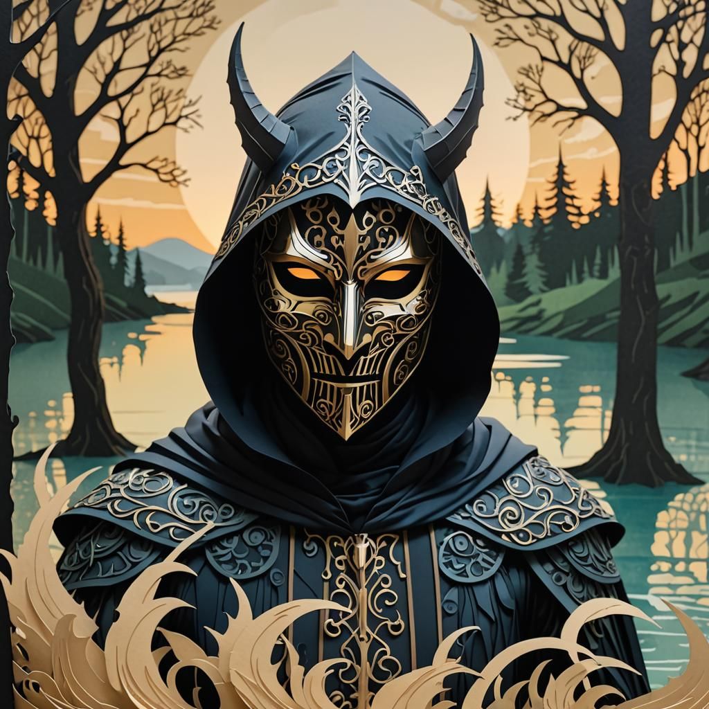 Demon Knight in Papercut Style