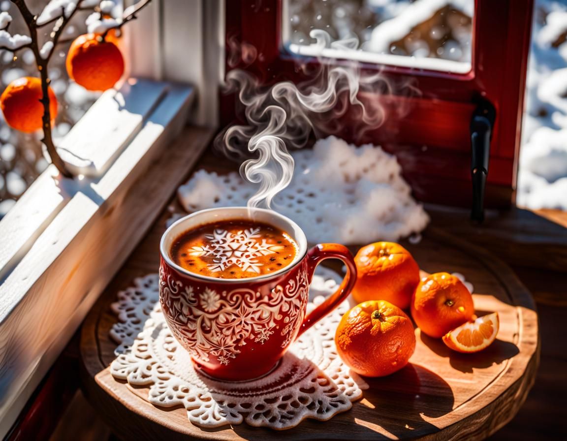 Red Mug Still Life in Winter Sunlight