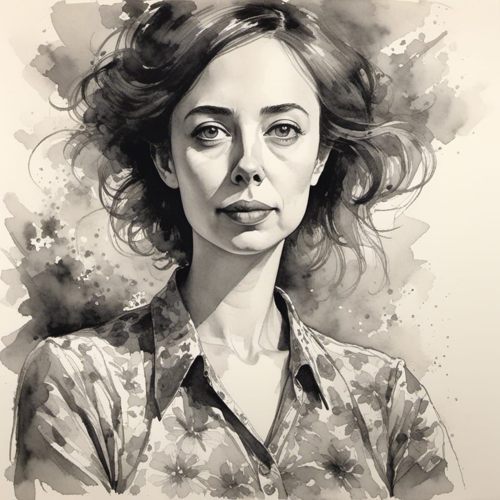 Radiant Trans Architect: Charcoal Ink Portrait