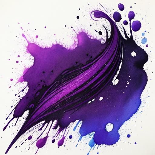 Intricate Purple Ink Splotch on Glitter Background