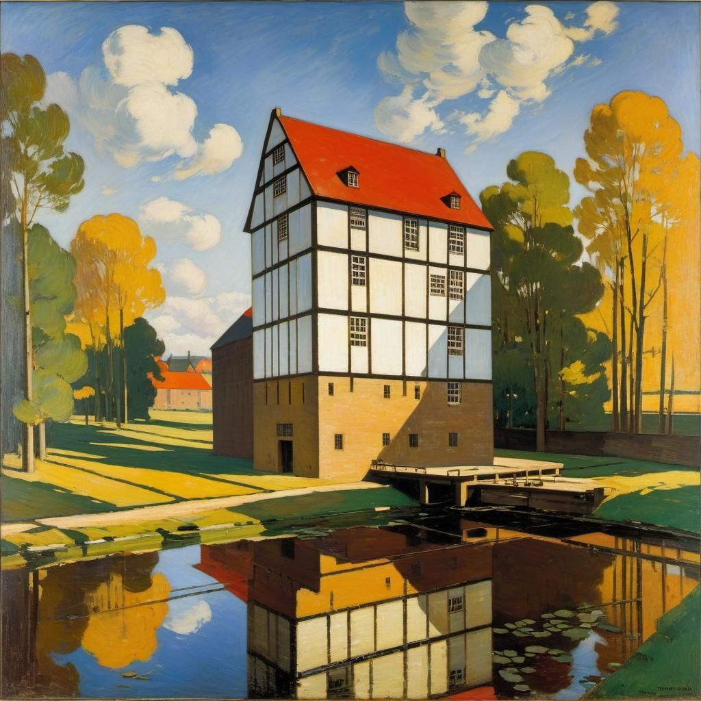 Abstract Mill in Sunlight: Constructivist Art