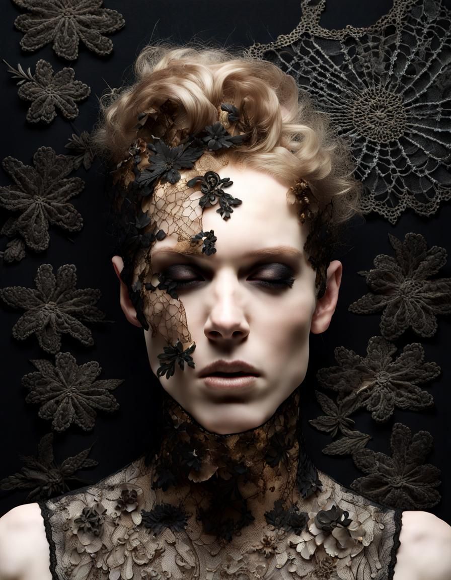 Masculine Portrait with Exploding Lace and 3D Textures