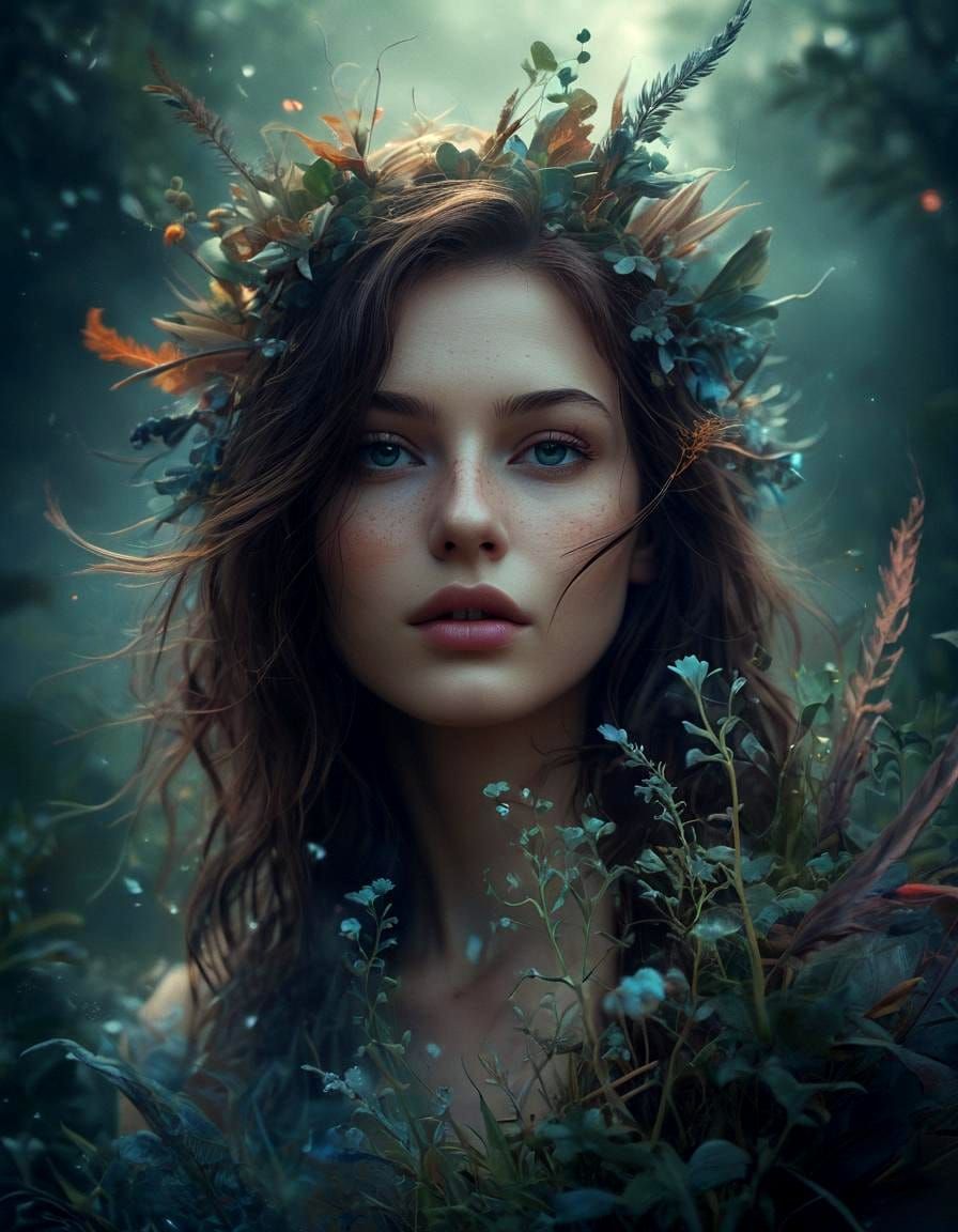 Holographic Botanical Paradise in Fantasy Art Style